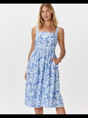 Quince 100% European Linen Fit & Flare Midi Dress Medium EUC